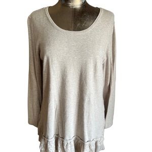 3/$25 Style&Co Boho Ruffled Lace Long Sleeve Cream Sweater Tunic